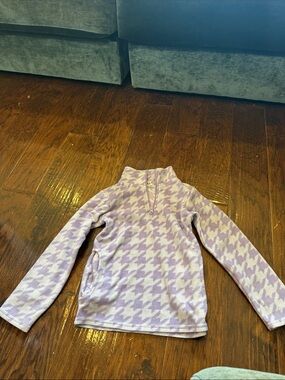 Kids Lavender Houndstooth Half-Zip Pullover Sweatshirt